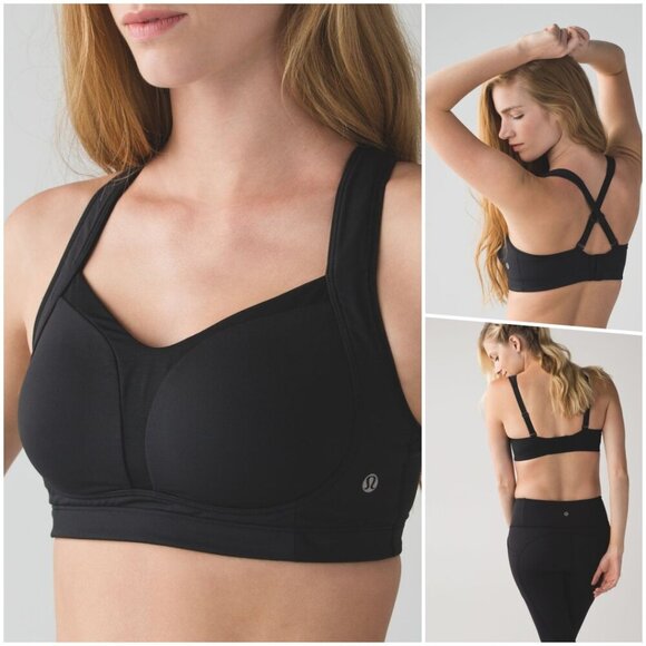 Lululemon Run Cross Straps Black Sports Bra 34C - Picture 1 of 9